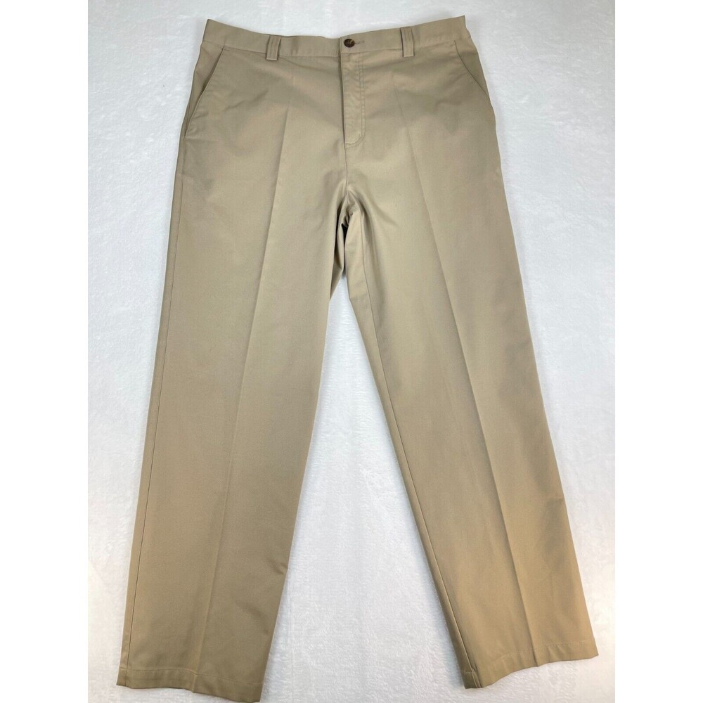 Adidas Golf Pants Mens Size 36 Flat Front Stretch Tan Chino